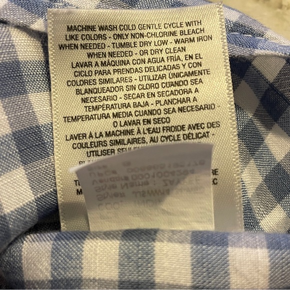 Jessica Simpson Blue & White Check Button Up Blouse Shirt Short Sleeve Small - Picture 8 of 8
